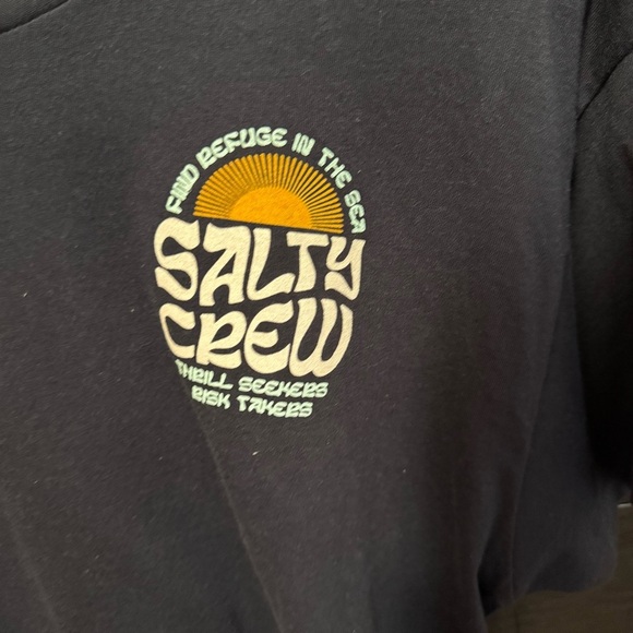 Salty Crew Crop Navy T-Shirt - Picture 2 of 4